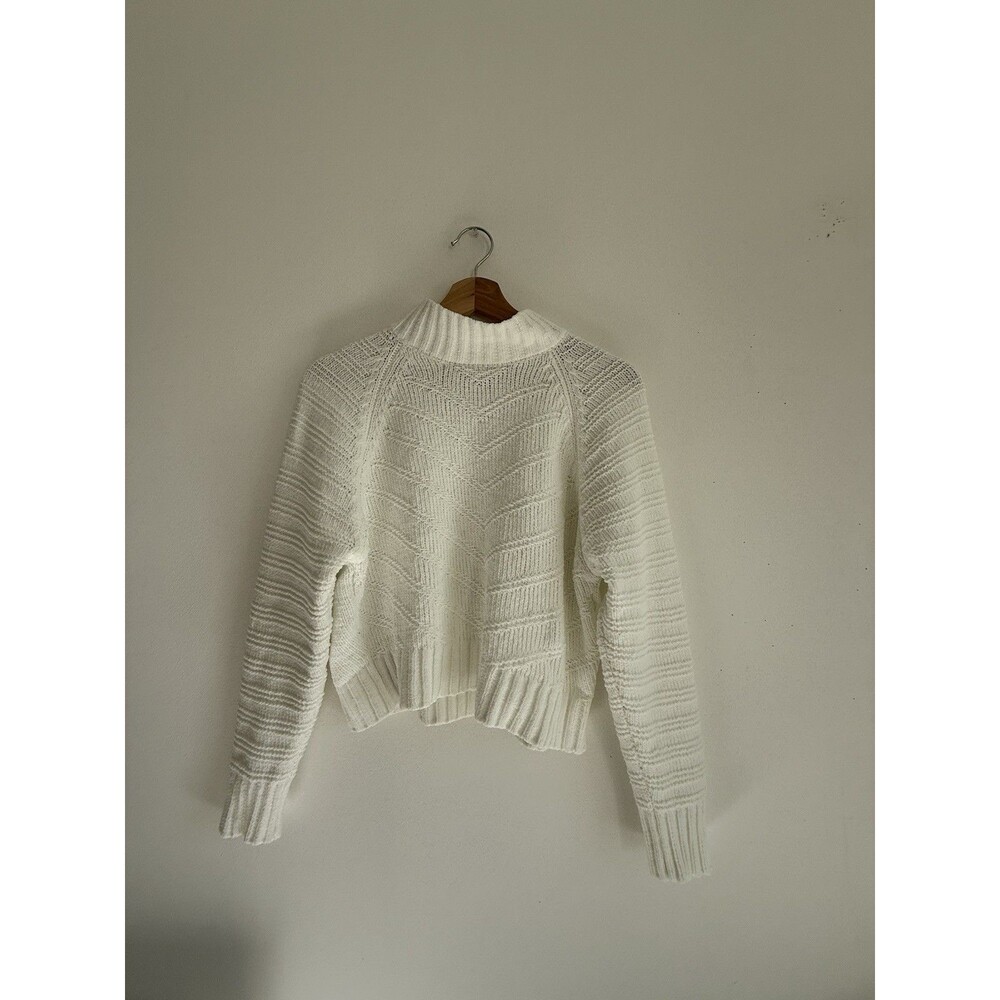 ✿ Generation K White Knit Sweater Fleece Lined Cropped Cozy Winter Top Size S